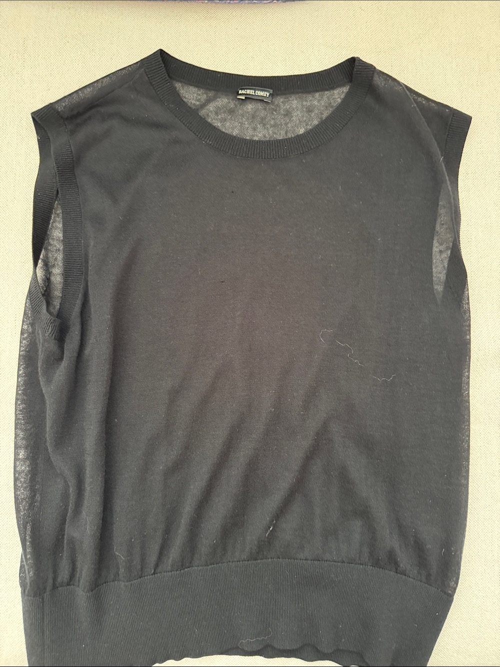 Rachel Comey sleeveless semi sheer Black Crewneck Sleeveless Sweater Vest